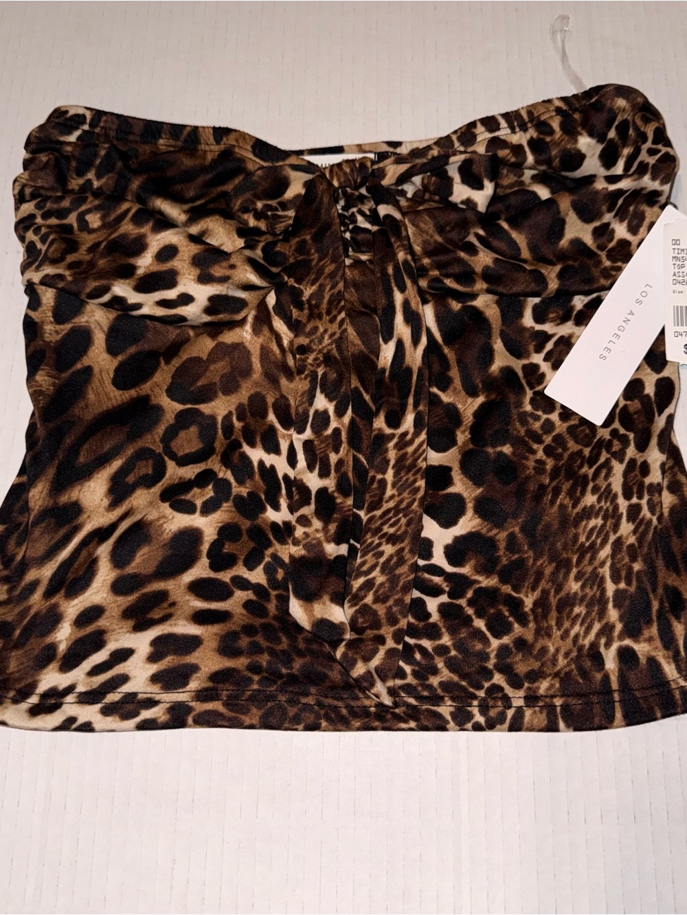Los Angeles Apparel Leopard Print Strapless Tank Top - Brown/Tan